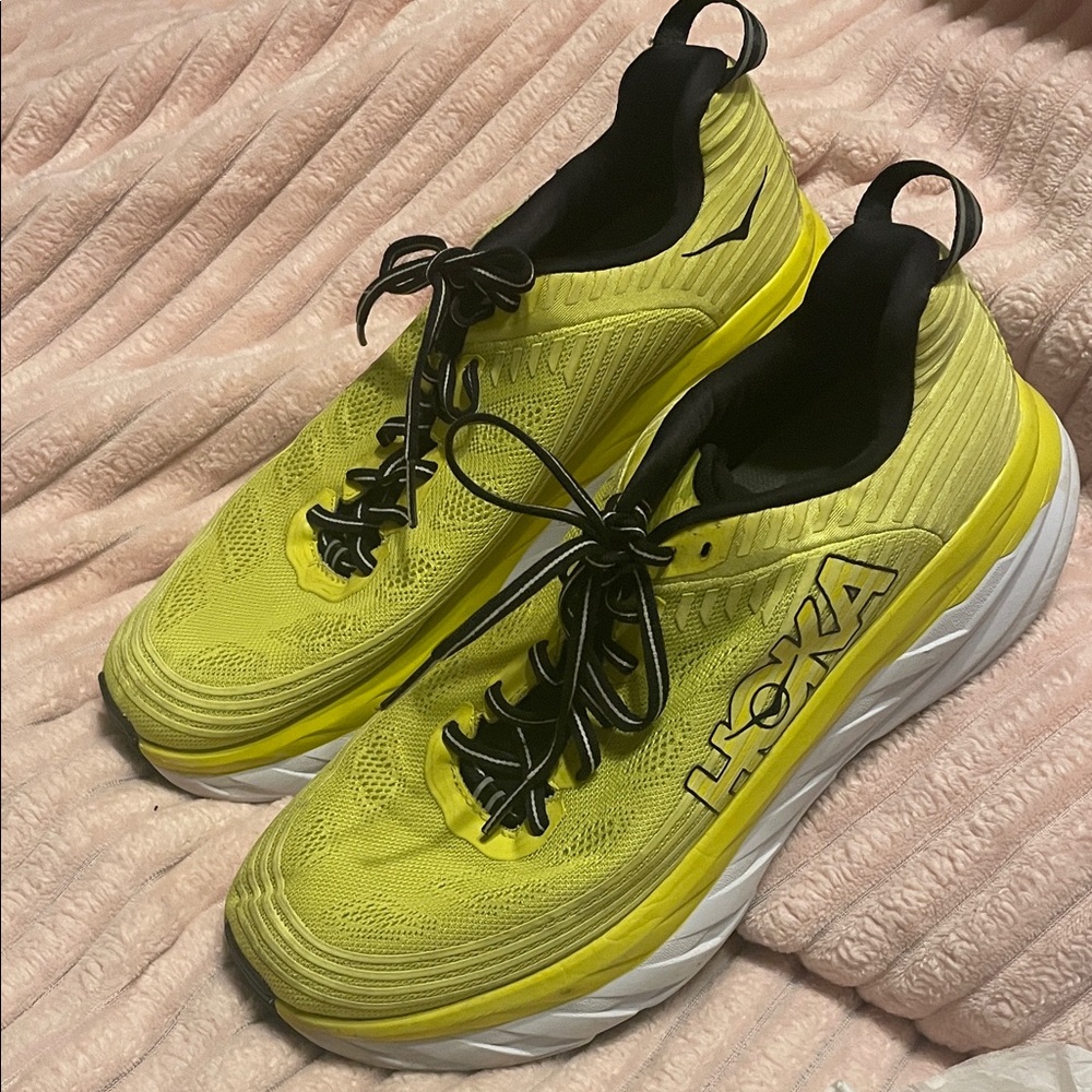 Hoka Men's Yellow and Black Running Shoes